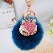 Fox Rabbit Fur Ball Crystal Keychain images