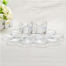 glass plate with two chicken glass decor images