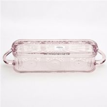 Square Shape Glass Fruit And Dessert Stand With Double Handle images