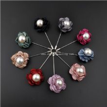 Fabric Flower Lapel pin With Pearl images