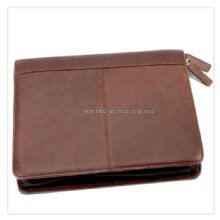 Multifunctional A4 Zippered Brown Leather Portfolio images