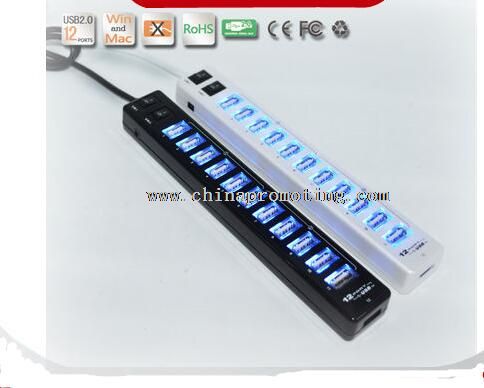 12 port USB HUB 2.0 hordozható