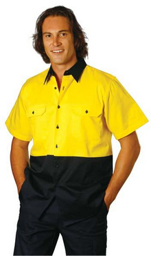 Promotional Hi-Vis Two Tone Short Sleeve Cotton Work Shirt. images