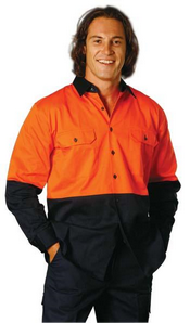 Promotional Hi-Vis Two Tone Cool-Breeze Long Sleeve Cotton Work Shirt images