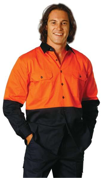 Promotional Hi-Vis Two Tone Cool-Breeze Long Sleeve Cotton Work Shirt