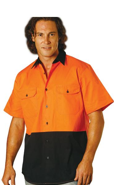 Camisa de trabajo promocional Hi-Vis dos tono brisa fresca manga corta algodón