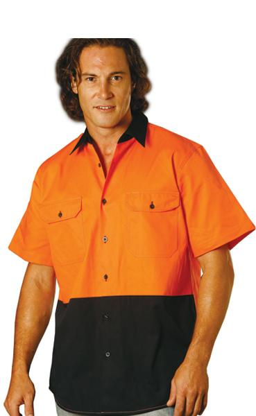 Promozionali Hi-Vis due tono Cool Breeze manica corta cotone camicia di lavoro