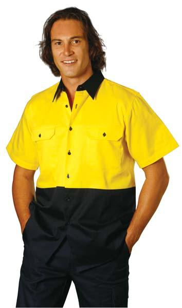 Promotional Hi-Vis Two Tone Short Sleeve Cotton Work Shirt.