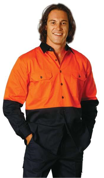 Promotional High Visibility Cotton Drill Shirts, Long Sleeve