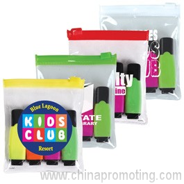 4 Highlight Markers In PVC Zipper Pouch