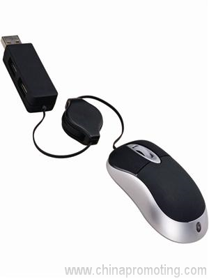 Mini optisk mus med USB Hub v1.1