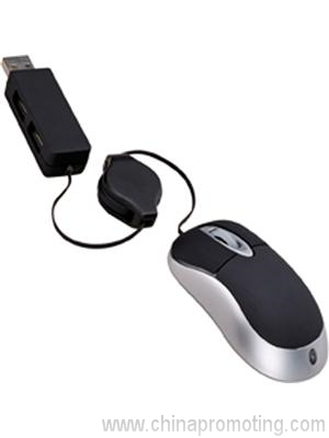 Mini ratón óptico con Hub USB v2.0