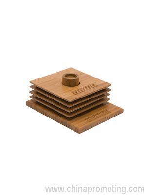 Bambus Coaster sæt (indgraveret på Base/1 Position)