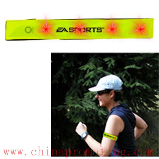 Light Up Yellow Reflective Band w/ 4 Red LED Light