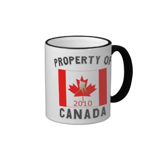 Property of Canada Hockey Flag Gold 2010 Ringer Coffee Mug