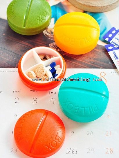 4 Parts Pill Shape Pill Box