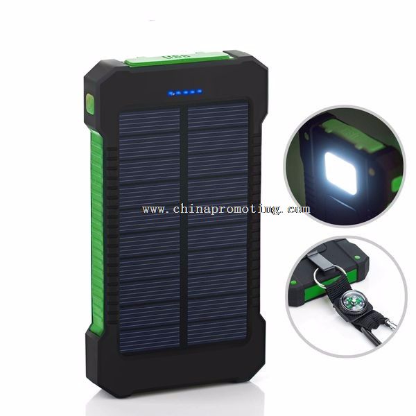 8000mAh vanntett mobil solenergi lader Led-lys