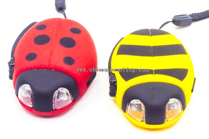 ABS plast ladybird figur 2 led dynamo lommelygte lys