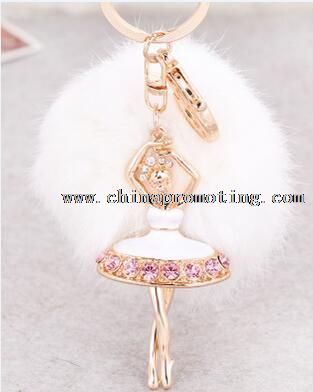 Ballet girl feather keychains