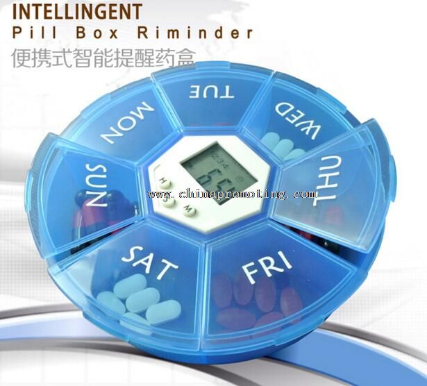 Can set reminder function plastic 7 part pill box