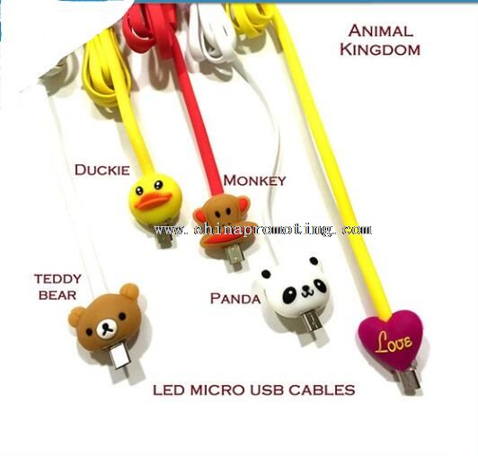 Cartoon Led USB mobile charger light cable