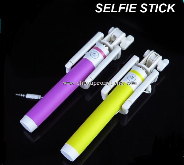 Colorful foldable cable wired monopod universal selfie stick