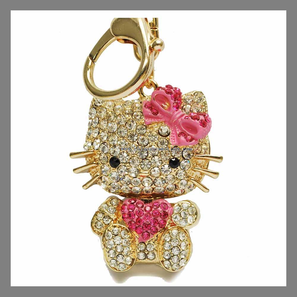 Crystal beaded hello kitty keychain