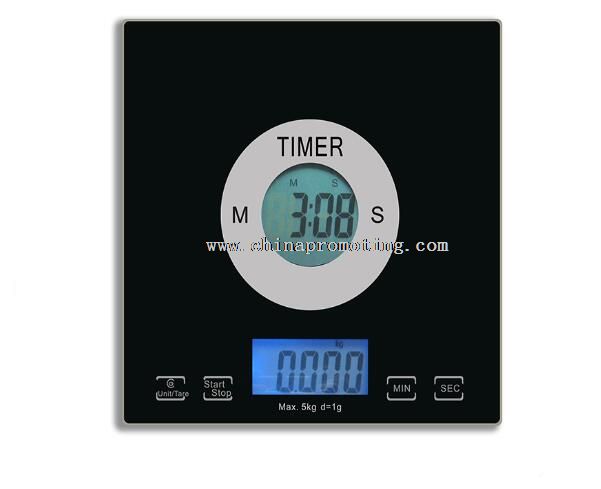 Electronic kitchen scale with timer