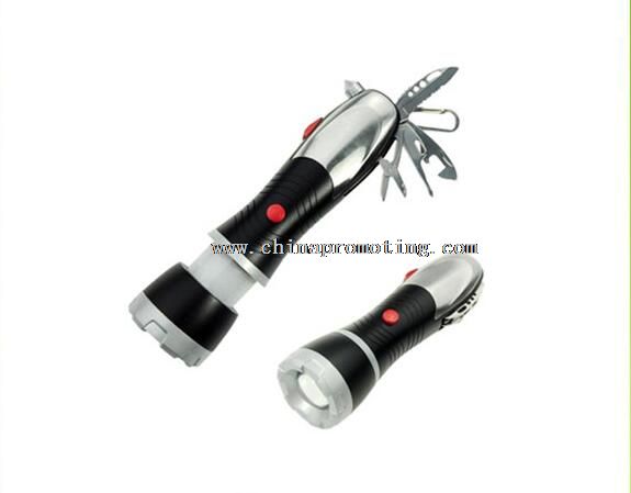 Emergency hammer flashlight with tool