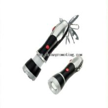 Emergency hammer flashlight with tool images