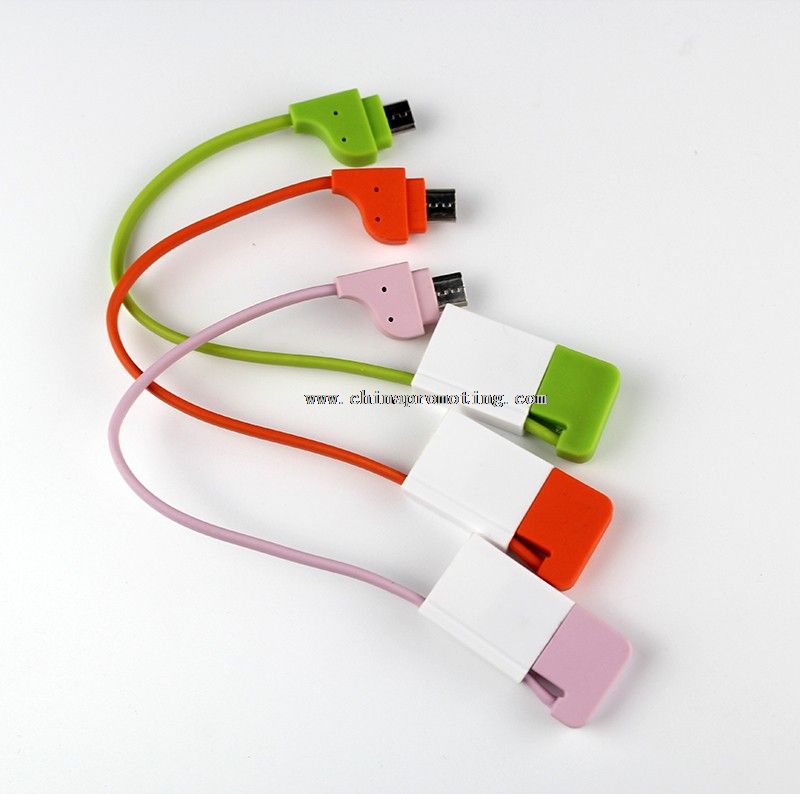 Flat 20cm Micro USB Cable with key holder