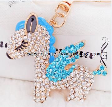 Flying horse crystal key chain