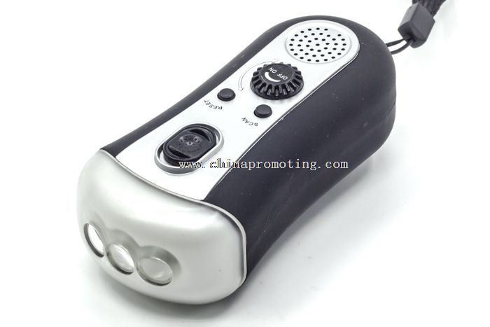 FM radio 3 led dynamo hand crank flashlight radio