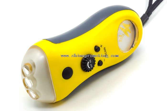 FM radio 3 led hand crank torch light