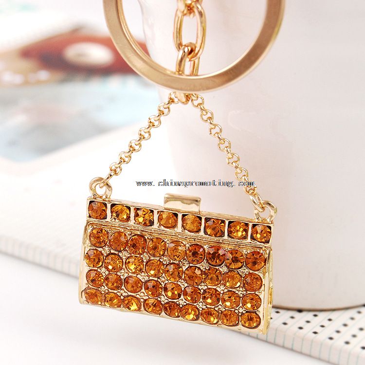 Bolso oro Rhinestone llavero