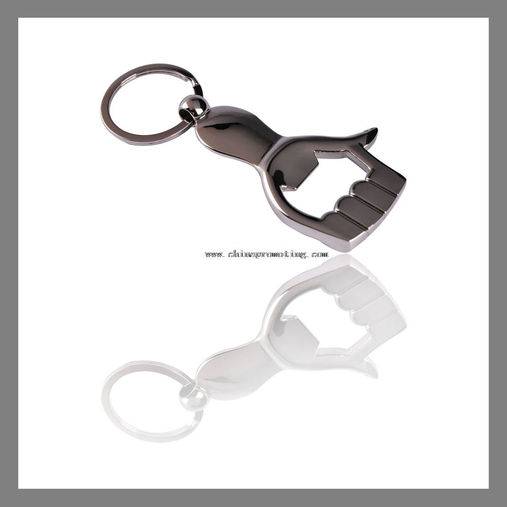 Hand shape bottle opener metal custom keychain