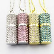 Cylinder Shape Crystal Diamond Keychain USB Flash Drive images