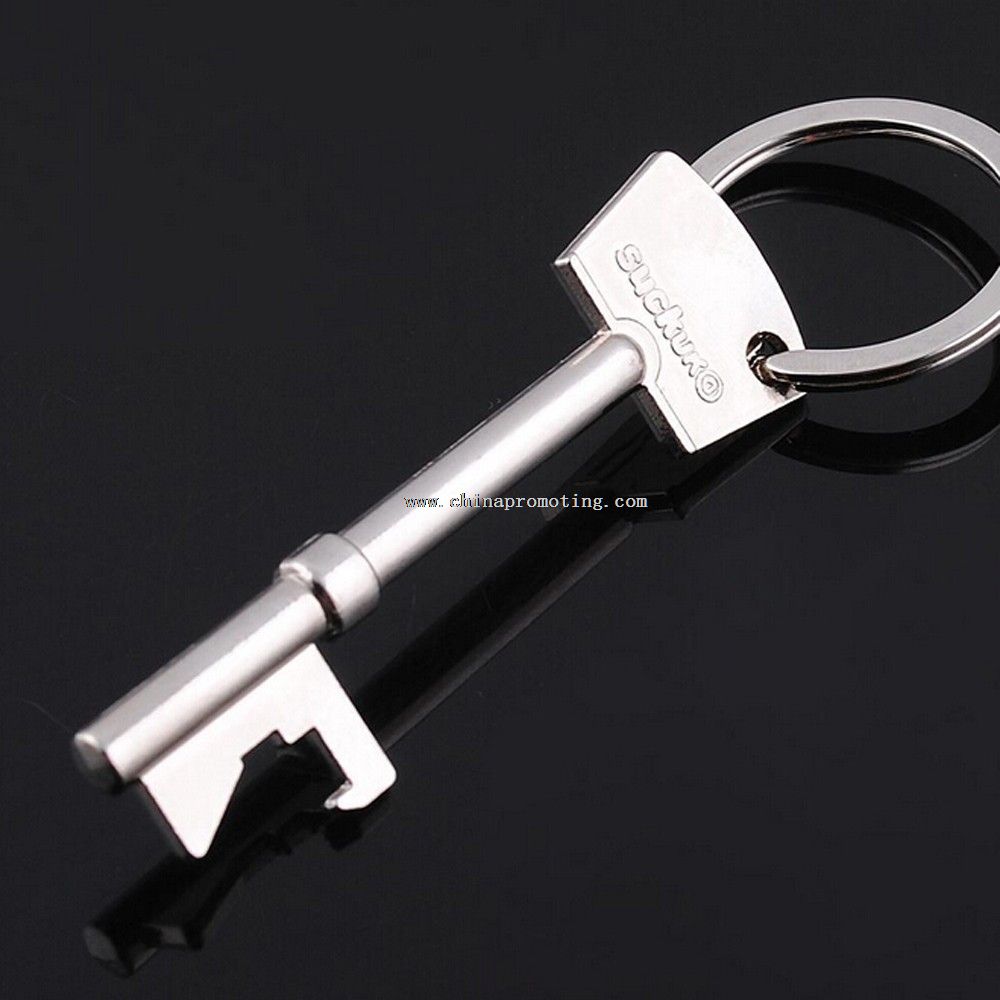 Metal key shape beer bottle opener keychain