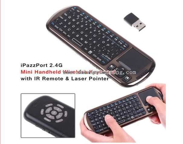 Mini portatile tastiera Wireless con puntatore Laser & telecomando IR per ipad
