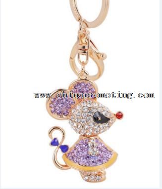 Mouse girl shape crystal key chain