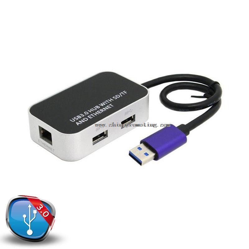 Hub de usb 3.0 multifunções 3 em 1