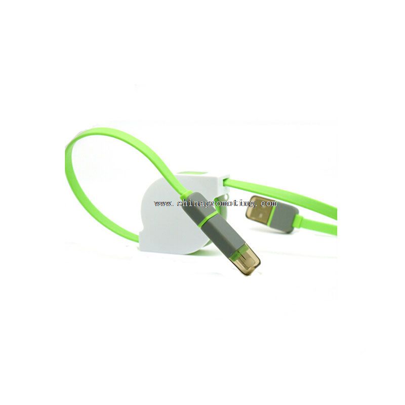 Uttrekkbar 2 i 1 flyttbare USB dato-kabel