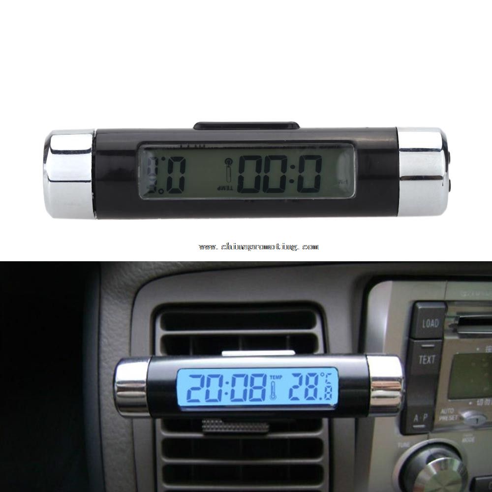 Termometer med blå Backlight tid Dislplay For biler i bruk