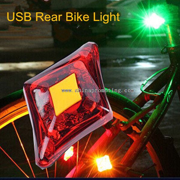 USB recargable rojo bicicleta cola luz impermeable