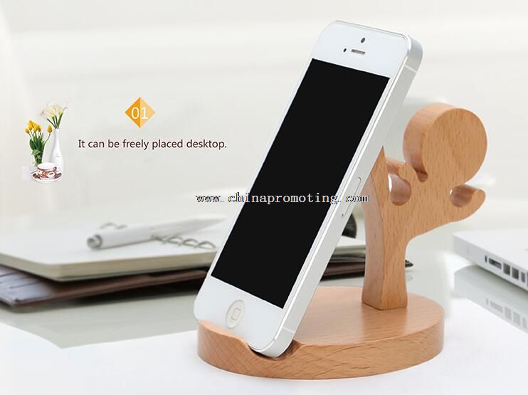 Wooden cell phone holder