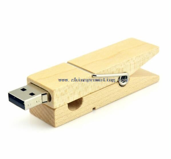 Wooden clothespin shape 1-64gb usb stick