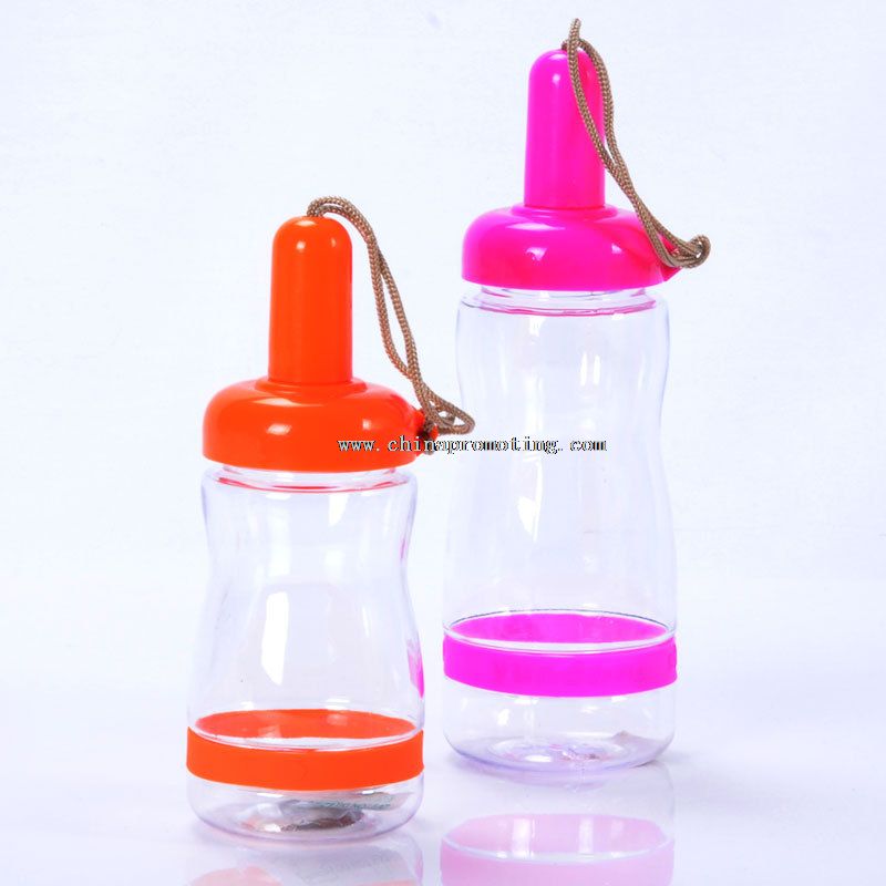 Colorful plastic bottle drink with string