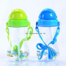 Colorful plastic bottle 500ml with lanyard and straw images
