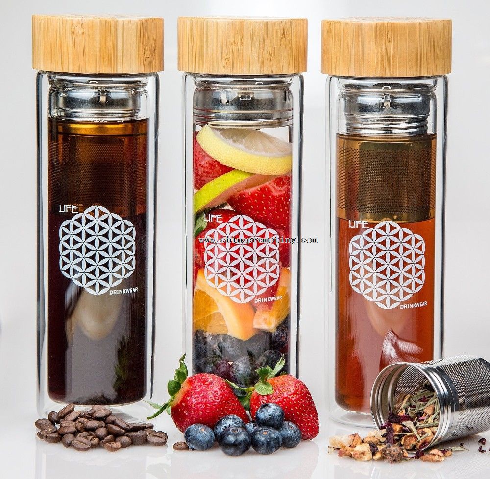 glass fruit infuser water bottle