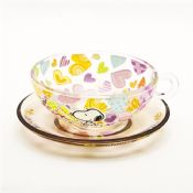 Cartoon Glass Dinner Bowl Set With Glass Saucer images